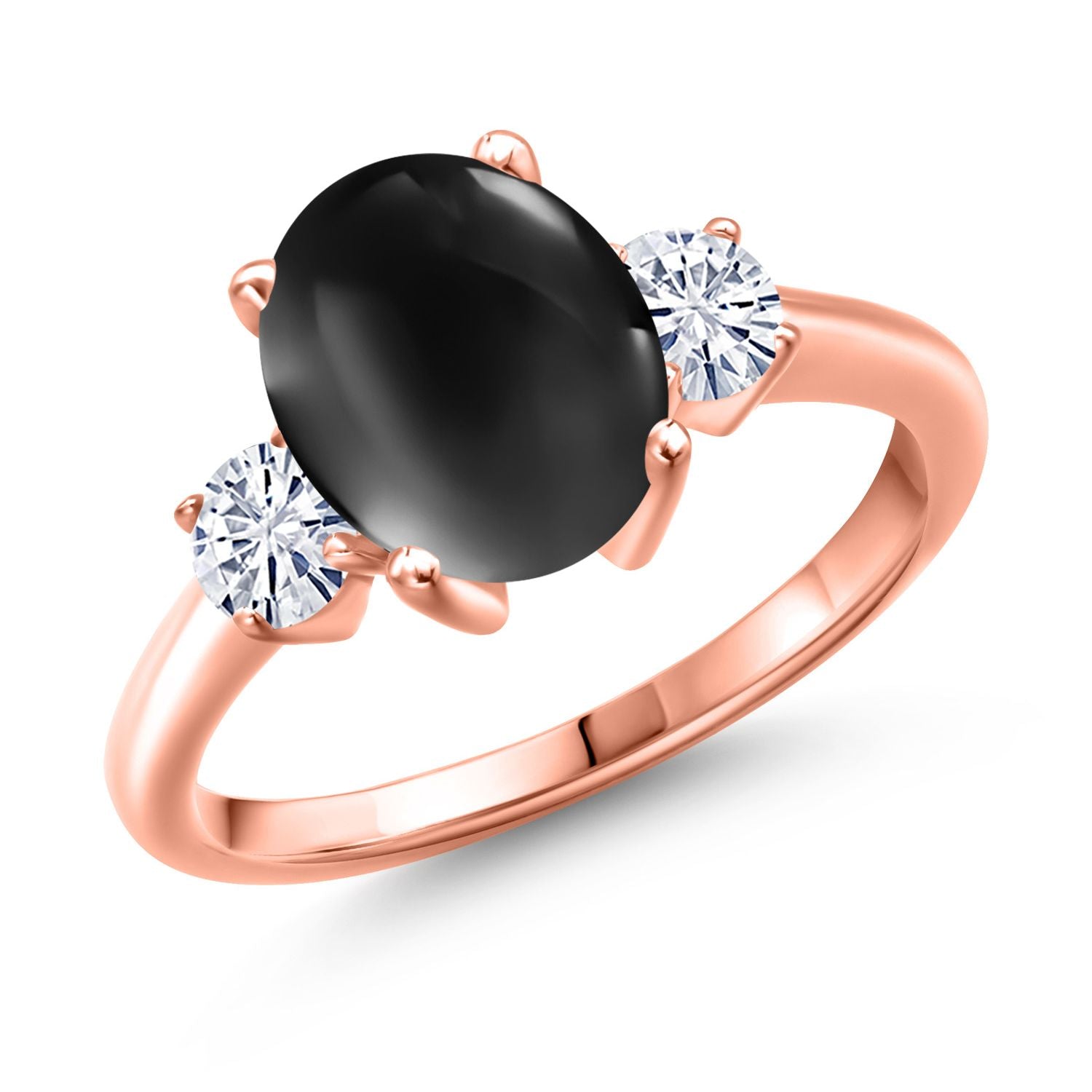 Onyx-Cabochon - December_9_Ring in 925 Rose Gold Plated Silver