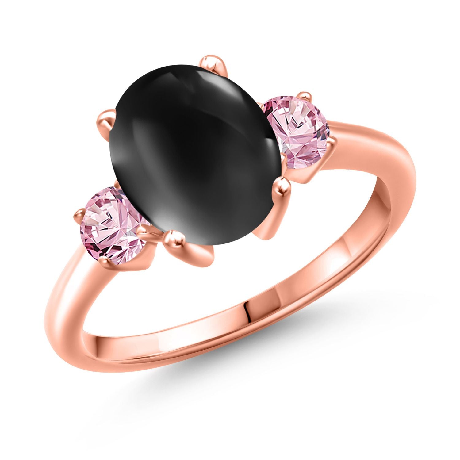 Onyx-Cabochon - December_8_Ring in 925 Rose Gold Plated Silver