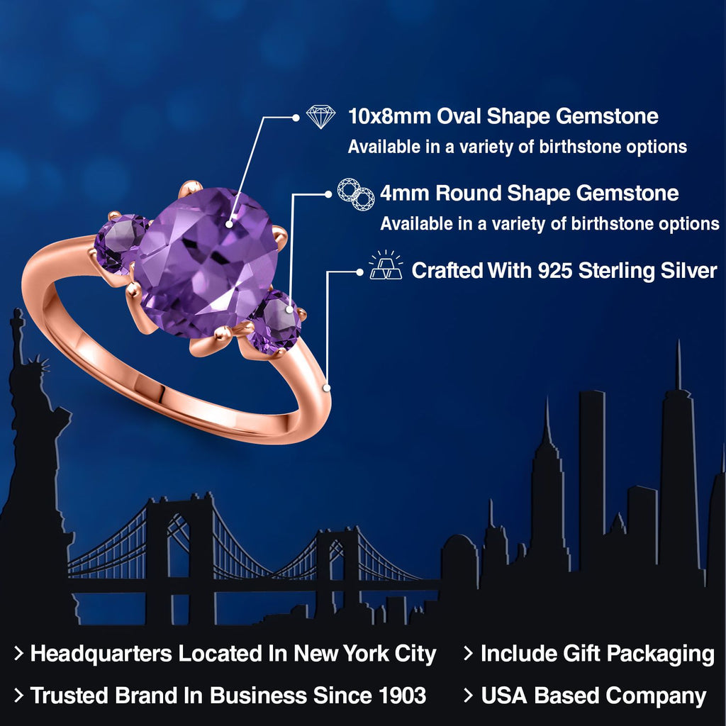 Amethyst - February_5_Ring in 925 Rose Gold Plated Silver
