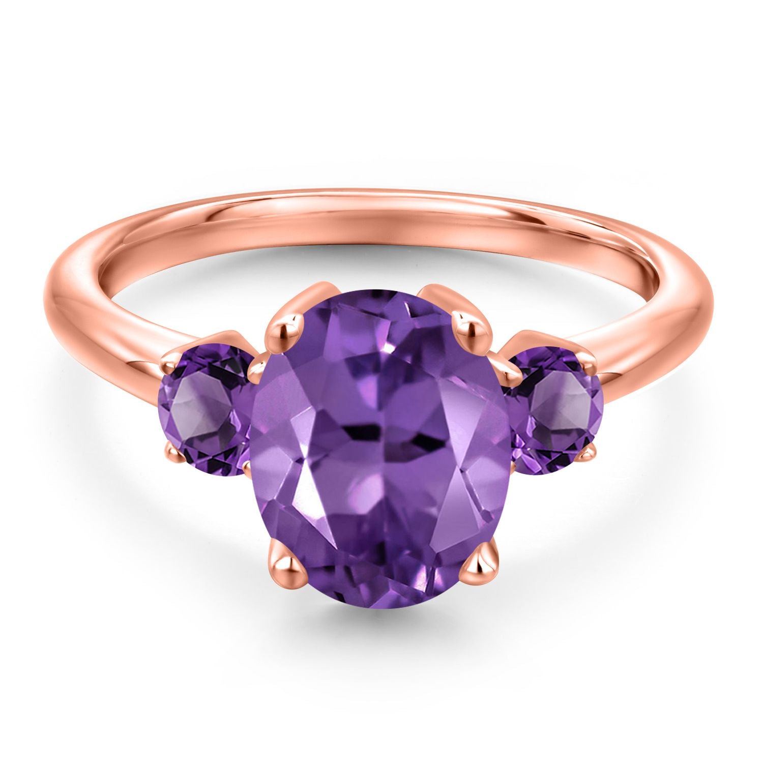 Amethyst - February_5_Ring in 925 Rose Gold Plated Silver