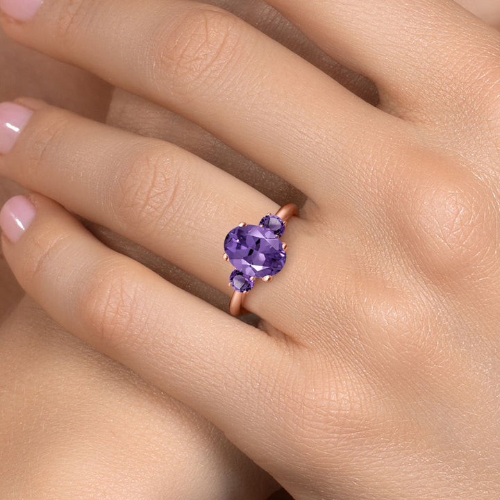 Amethyst - February_5_Ring in 925 Rose Gold Plated Silver