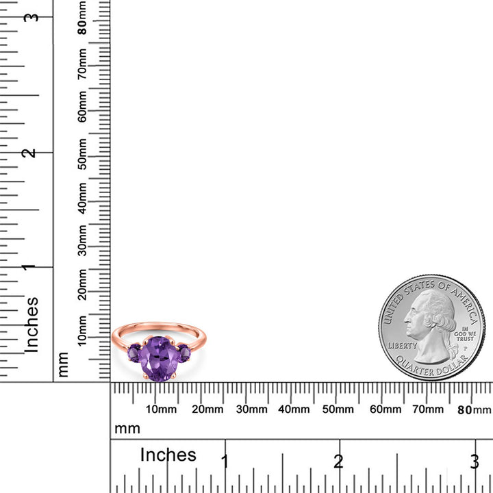 Amethyst - February_5_Ring in 925 Rose Gold Plated Silver