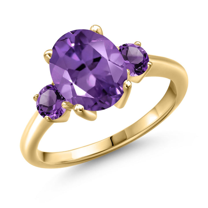 Amethyst - February_5_Ring in 925 Yellow Gold Plated Silver