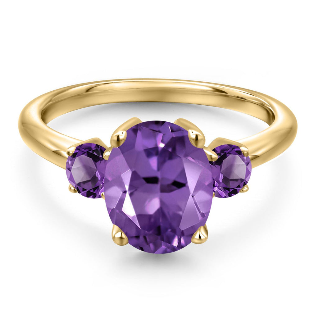 Amethyst - February_5_Ring in 925 Yellow Gold Plated Silver