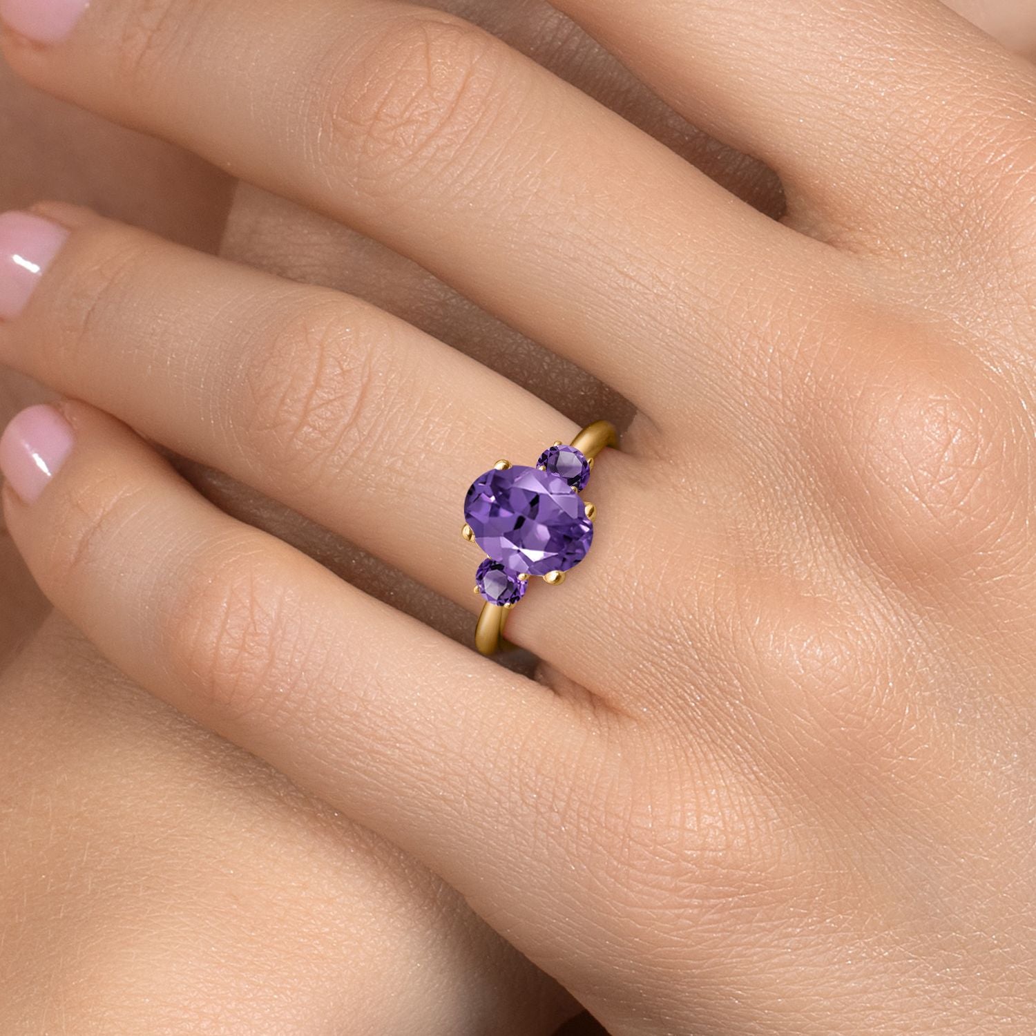 Amethyst - February_5_Ring in 925 Yellow Gold Plated Silver