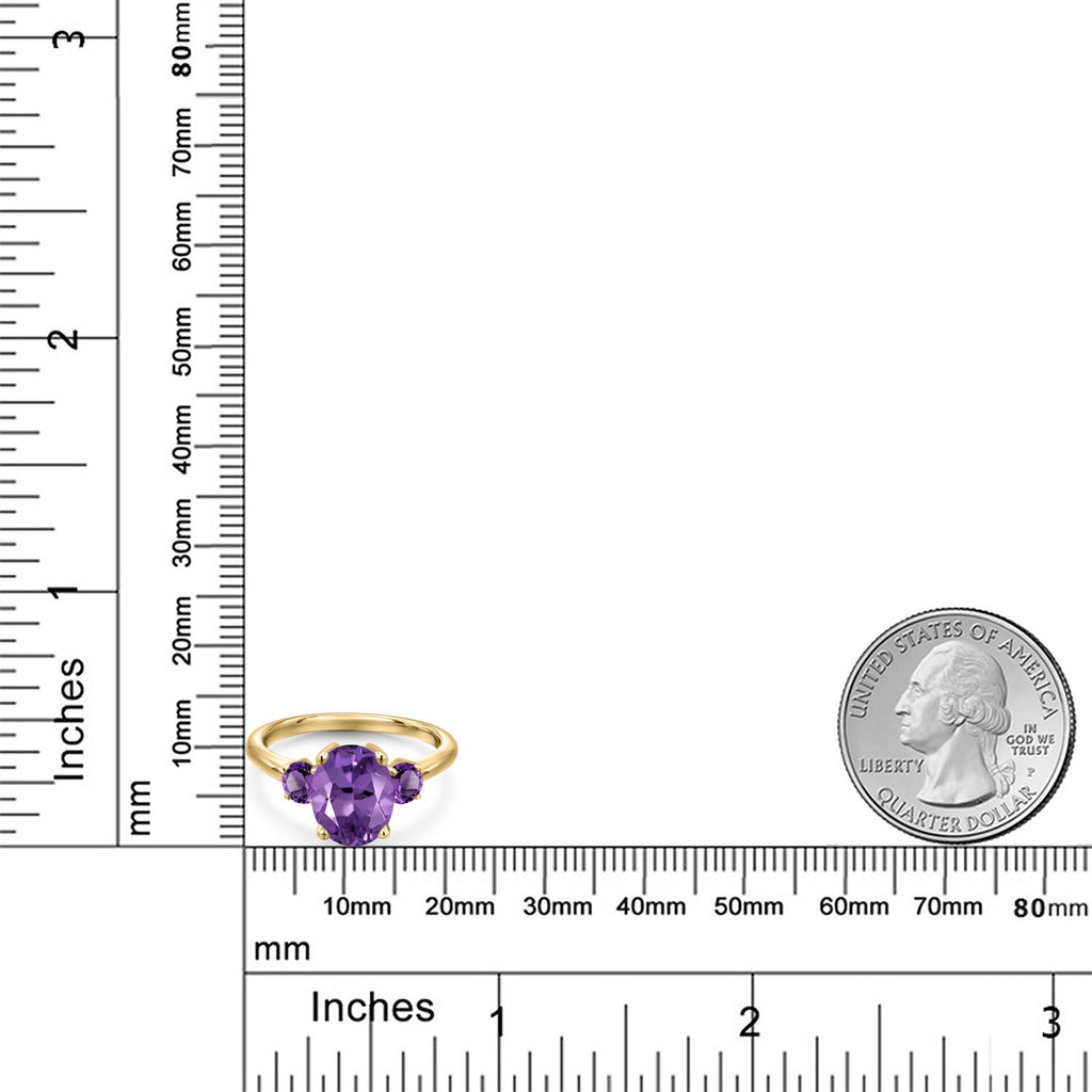 Amethyst - February_5_Ring in 925 Yellow Gold Plated Silver