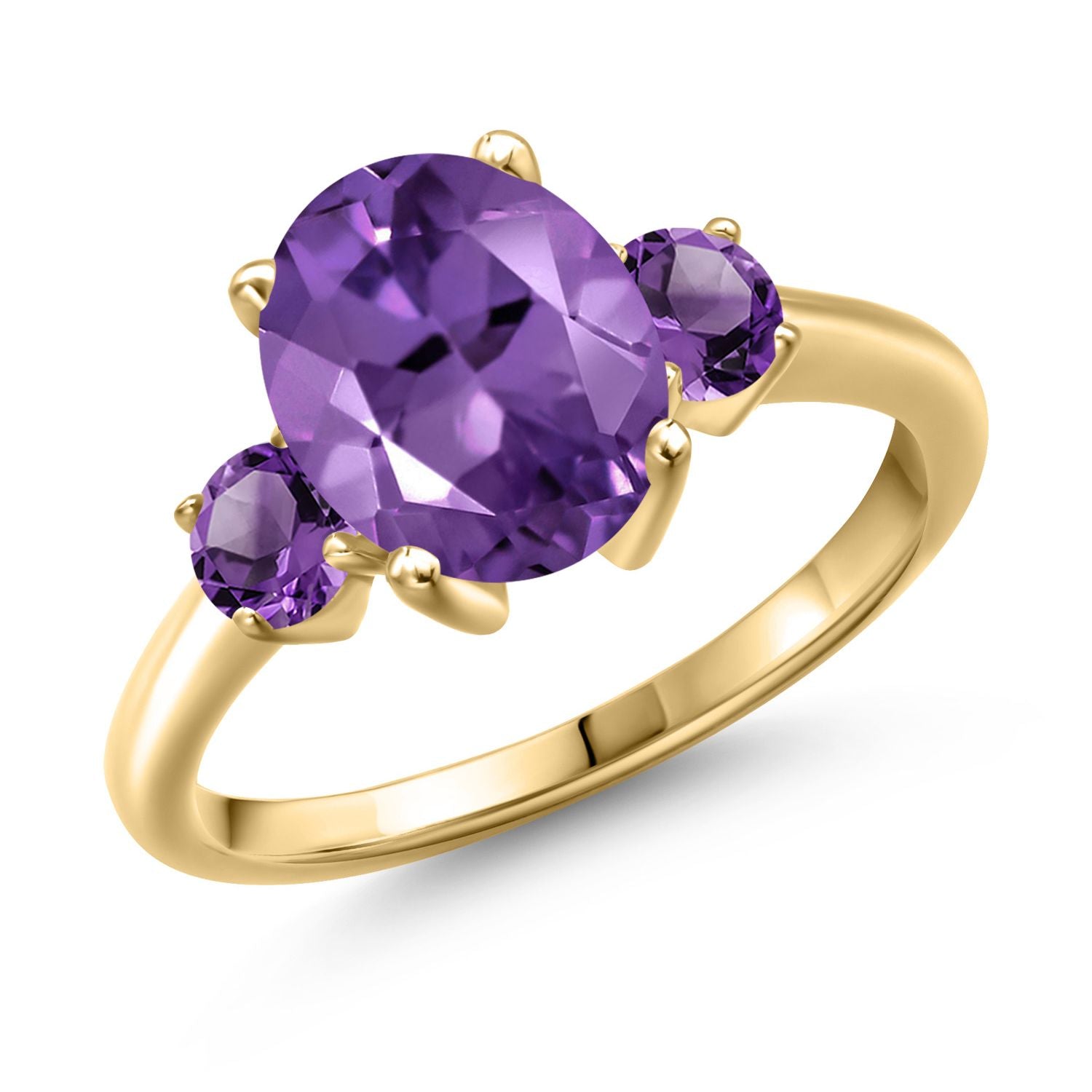 Amethyst - February_7_Ring in 925 Yellow Gold Plated Silver