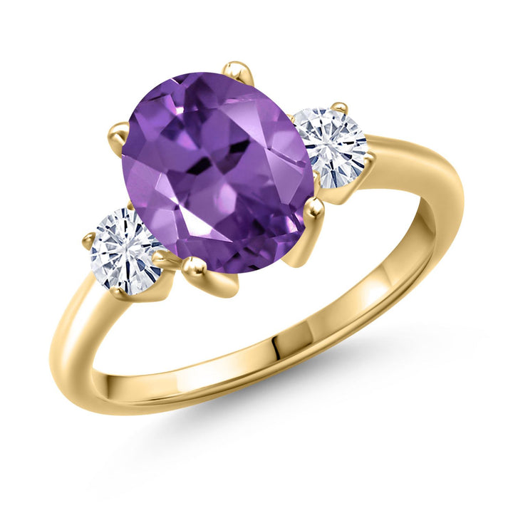 Amethyst - February_5_Ring in 925 Yellow Gold Plated Silver