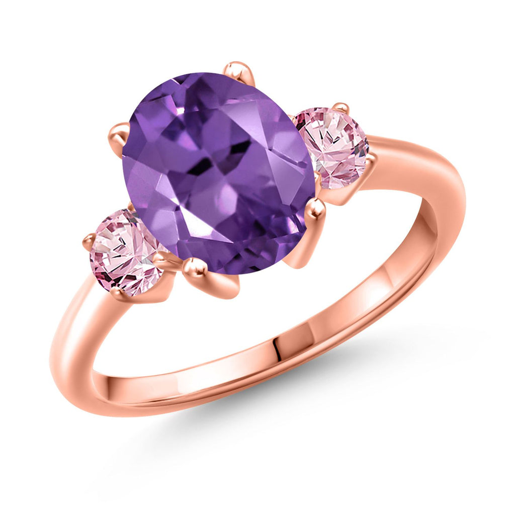 Amethyst - February_8_Ring in 925 Rose Gold Plated Silver