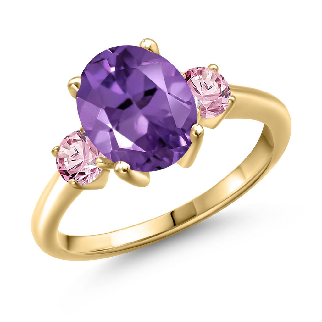 Amethyst - February_8_Ring in 925 Yellow Gold Plated Silver