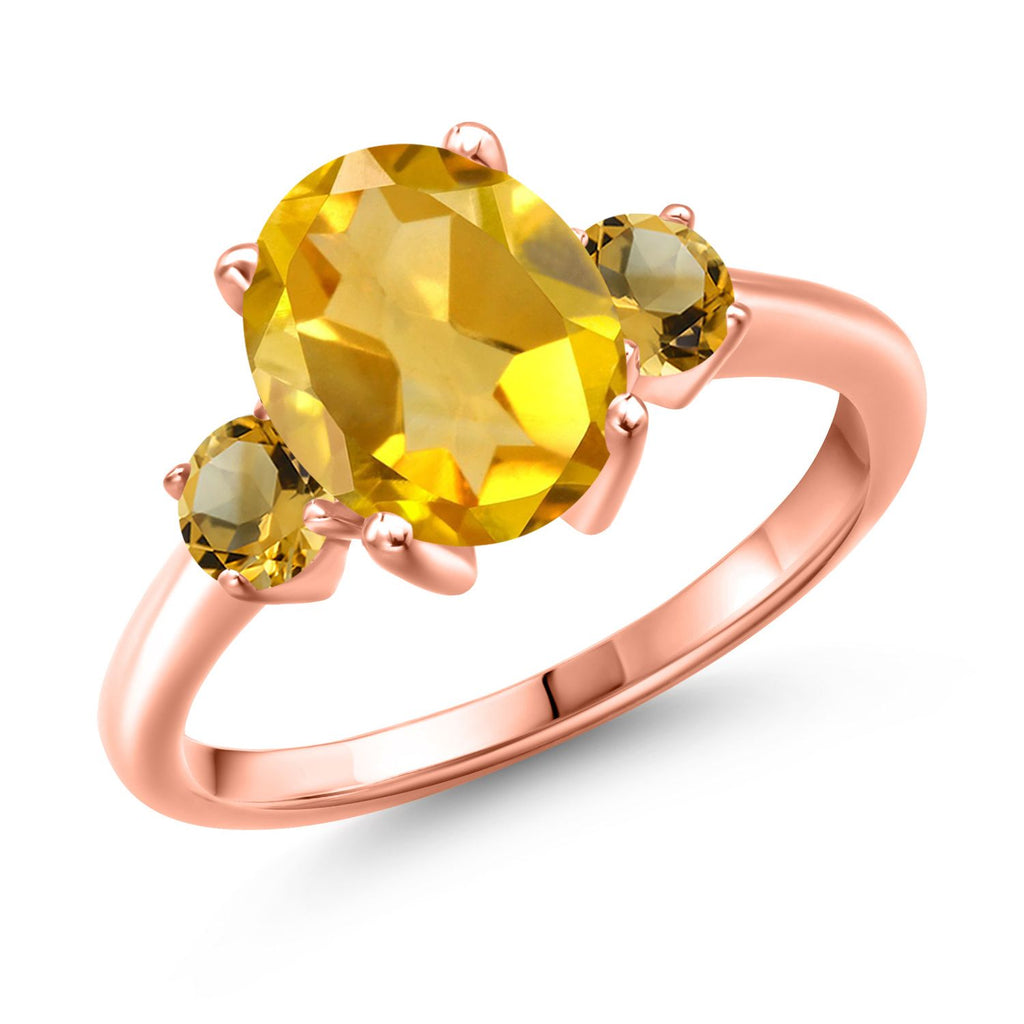 Citrine - November_9_Ring in 925 Rose Gold Plated Silver