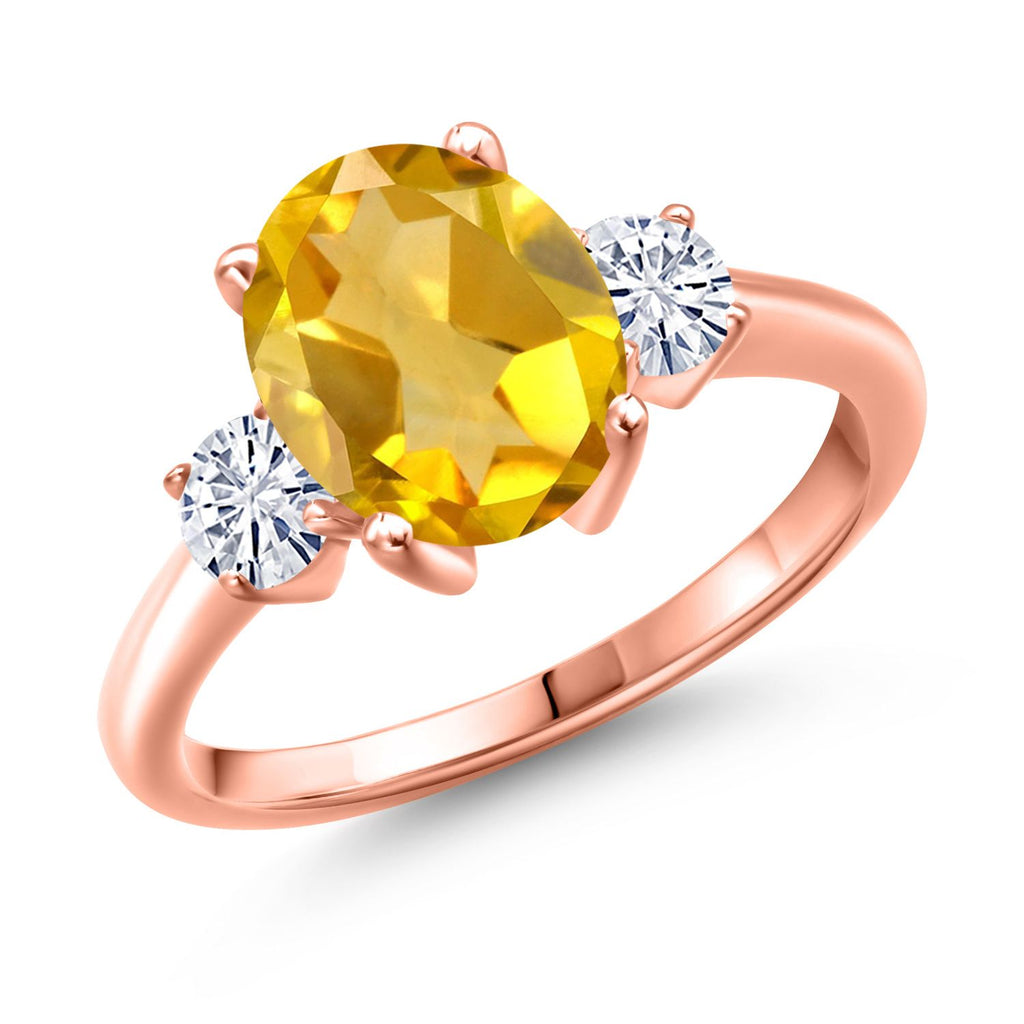 Citrine - November_5_Ring in 925 Rose Gold Plated Silver