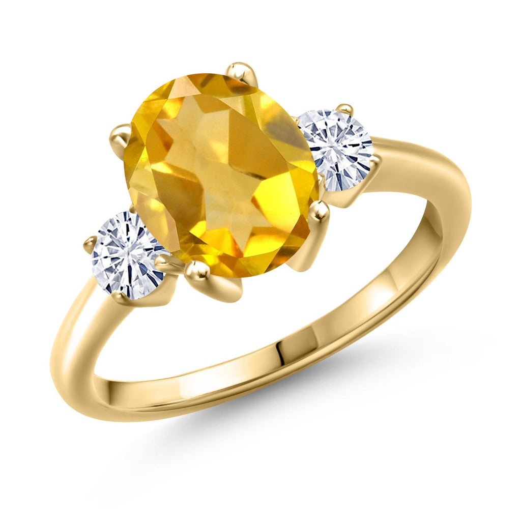 Citrine - November_8_Ring in 925 Yellow Gold Plated Silver