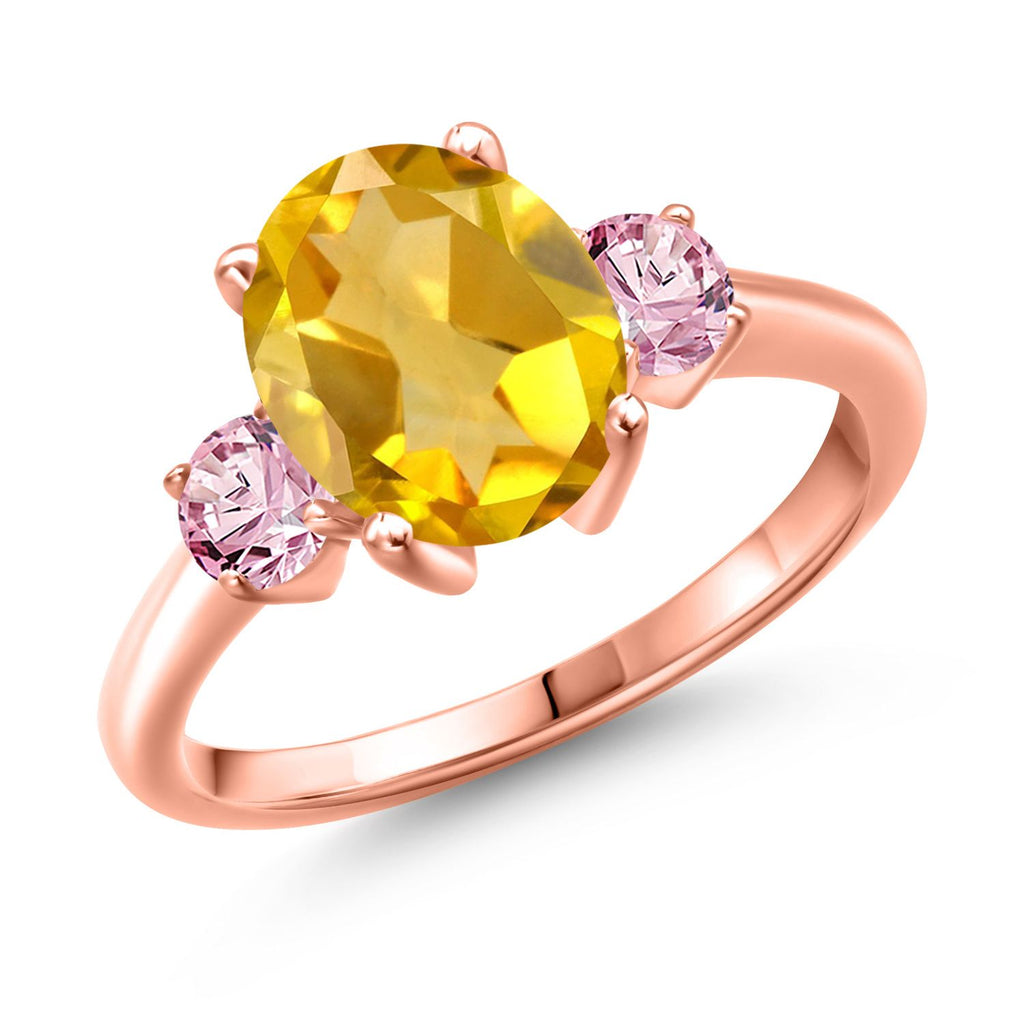 Citrine - November_5_Ring in 925 Rose Gold Plated Silver