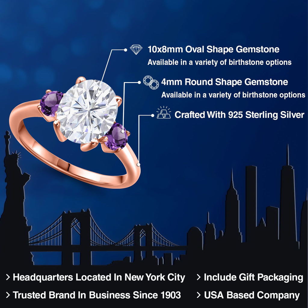 White Moissanite - April_5_Ring in 925 Rose Gold Plated Silver