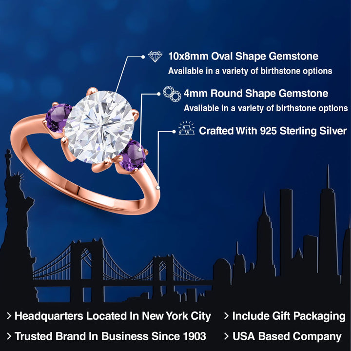 White Moissanite - April_5_Ring in 925 Rose Gold Plated Silver