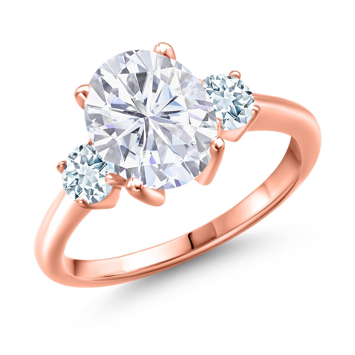 Aquamarine - March_9_Ring in 925 Rose Gold Plated Silver