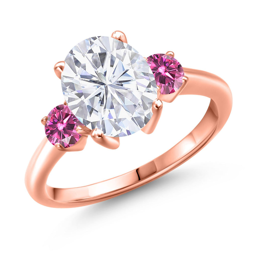Pink Moissanite - April_8_Ring in 925 Rose Gold Plated Silver
