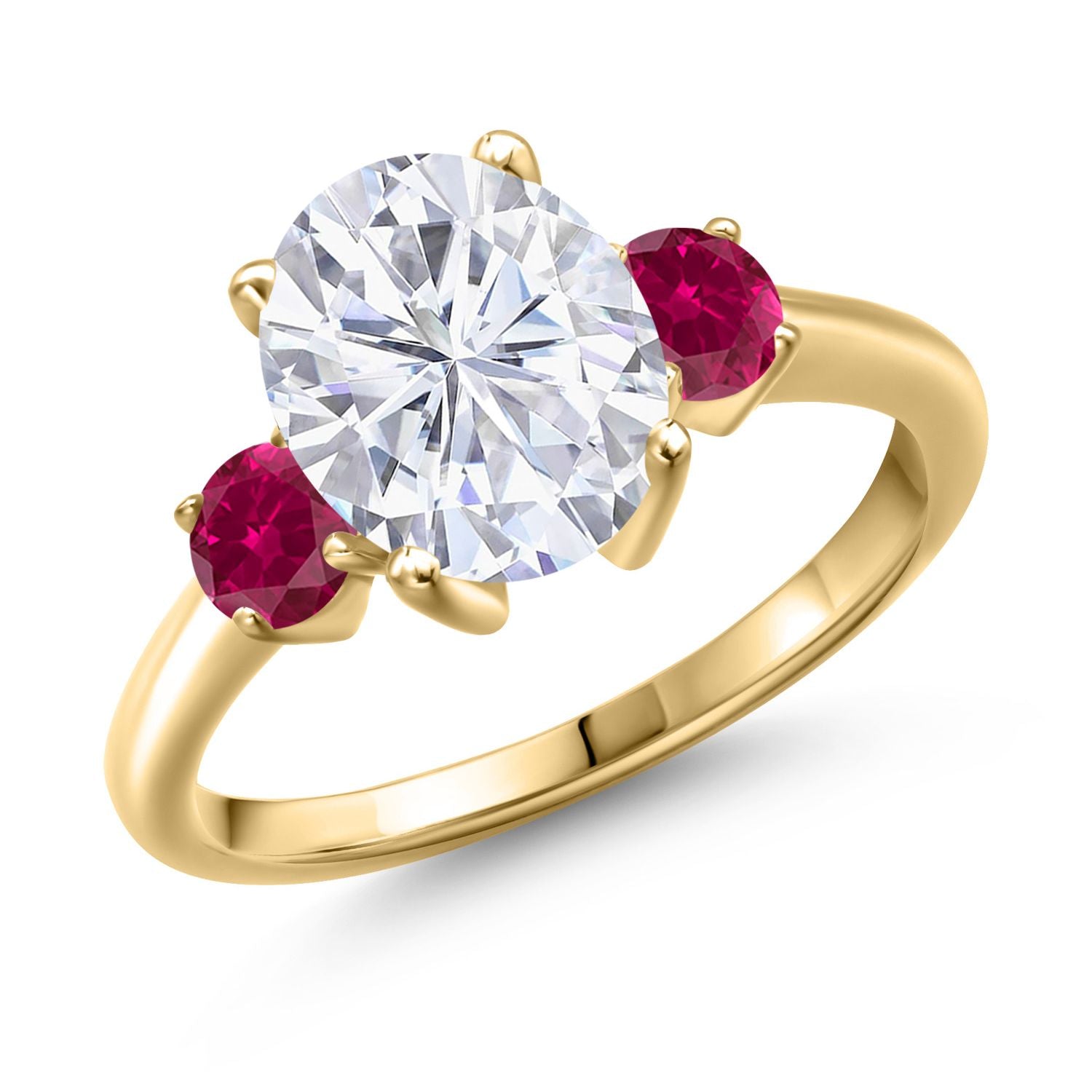 Created Ruby - July_5_Ring in 925 Yellow Gold Plated Silver