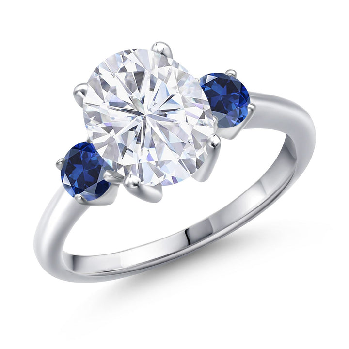 Blue Created Sapphire - September_7_Ring in 925 Sterling Silver