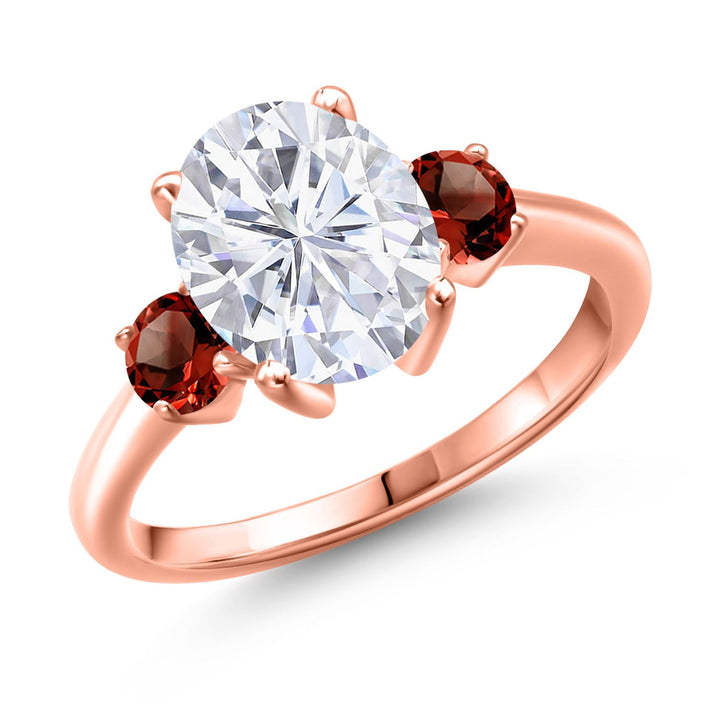 Garnet - January_5_Ring in 925 Rose Gold Plated Silver