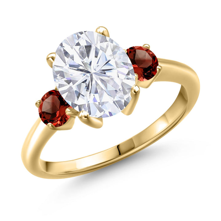 Garnet - January_5_Ring in 925 Yellow Gold Plated Silver