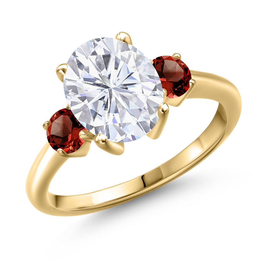 Garnet - January_8_Ring in 925 Yellow Gold Plated Silver