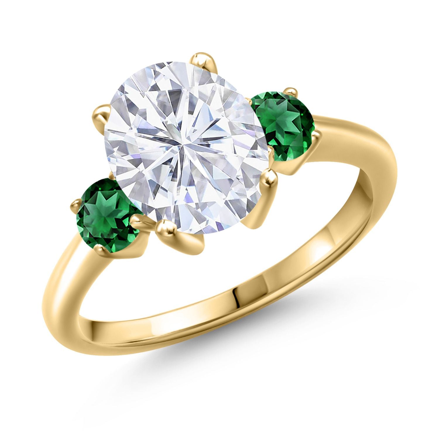 Nano Emerald - May_5_Ring in 925 Yellow Gold Plated Silver