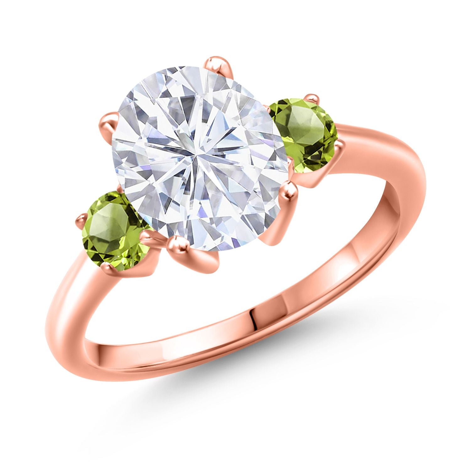 Peridot - August_6_Ring in 925 Rose Gold Plated Silver