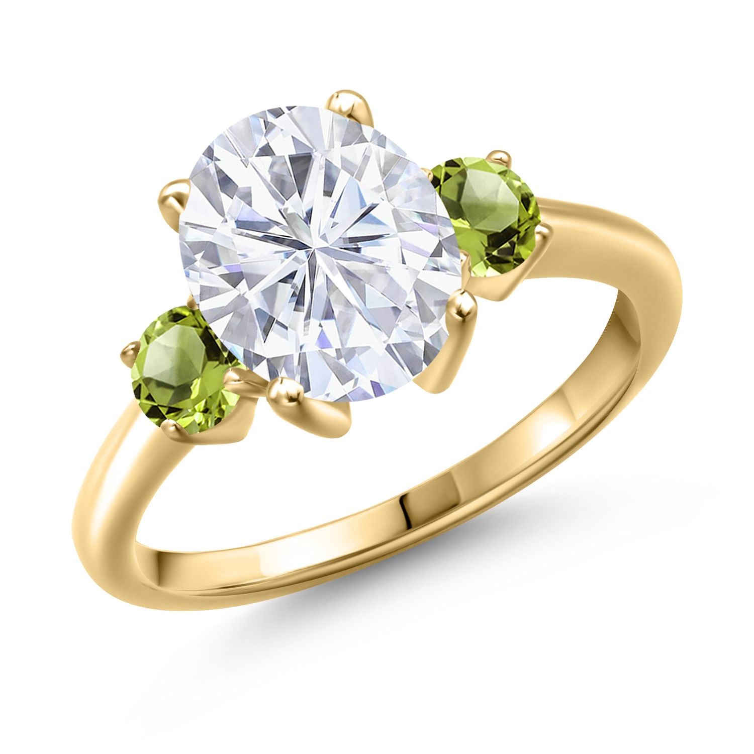 Peridot - August_9_Ring in 925 Yellow Gold Plated Silver
