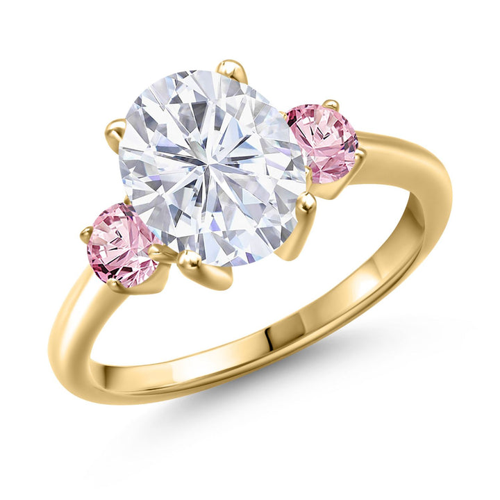 Pink Lab Grown Diamond - April_5_Ring in 925 Yellow Gold Plated Silver