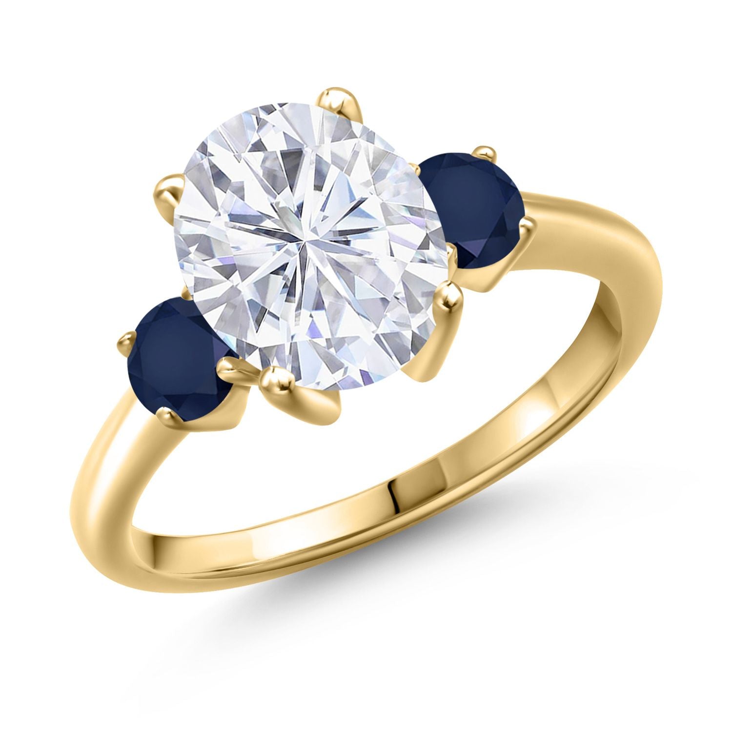 Blue Sapphire - September_8_Ring in 925 Yellow Gold Plated Silver