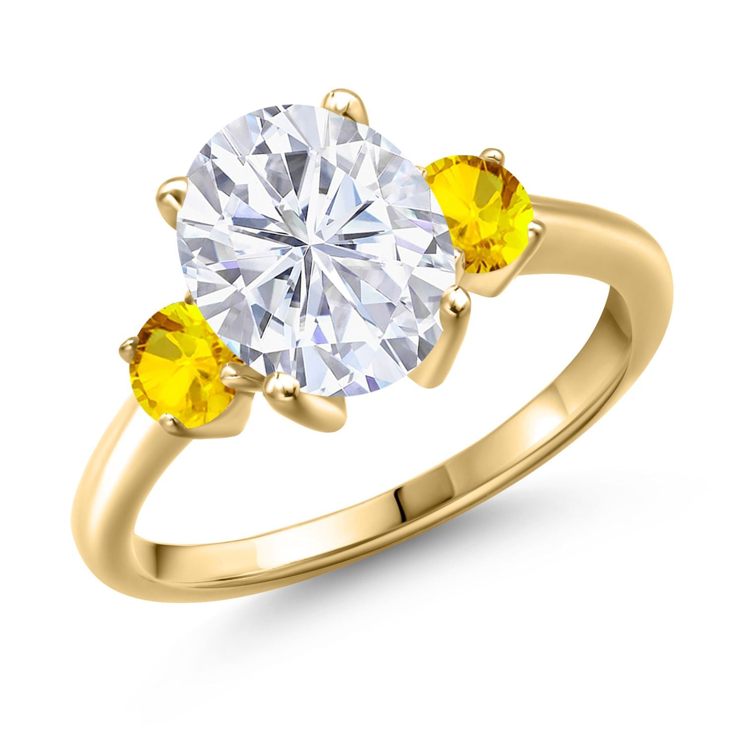 Yellow Sapphire - September_8_Ring in 925 Yellow Gold Plated Silver