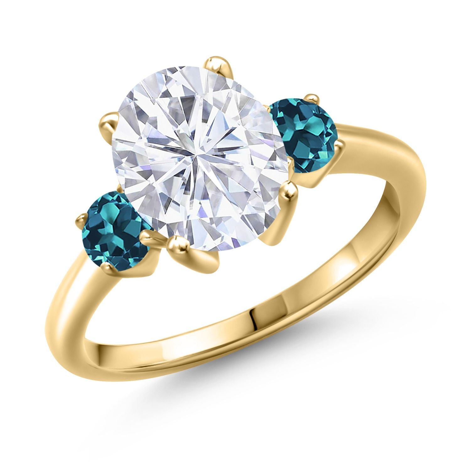 London Blue Topaz - November_6_Ring in 925 Yellow Gold Plated Silver