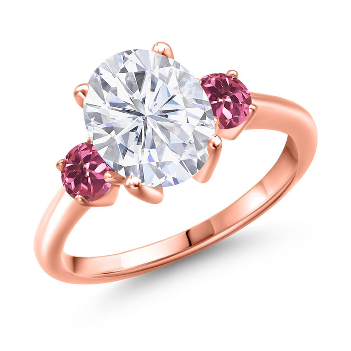 Pink Tourmaline - October_5_Ring in 925 Rose Gold Plated Silver