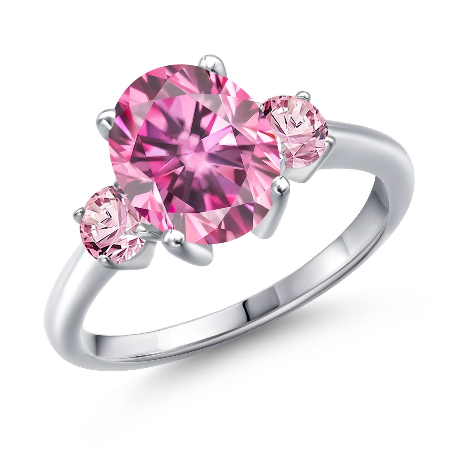 Pink Moissanite - April_7_Ring in 925 Sterling Silver