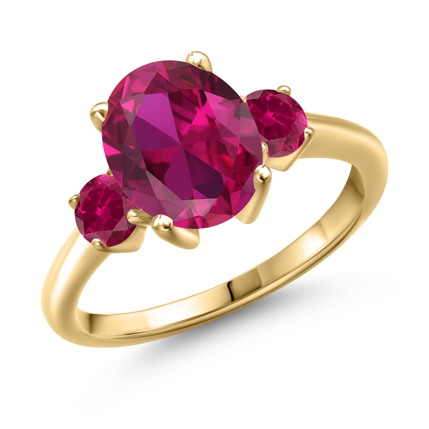 Created Ruby - July_7_Ring in 925 Yellow Gold Plated Silver