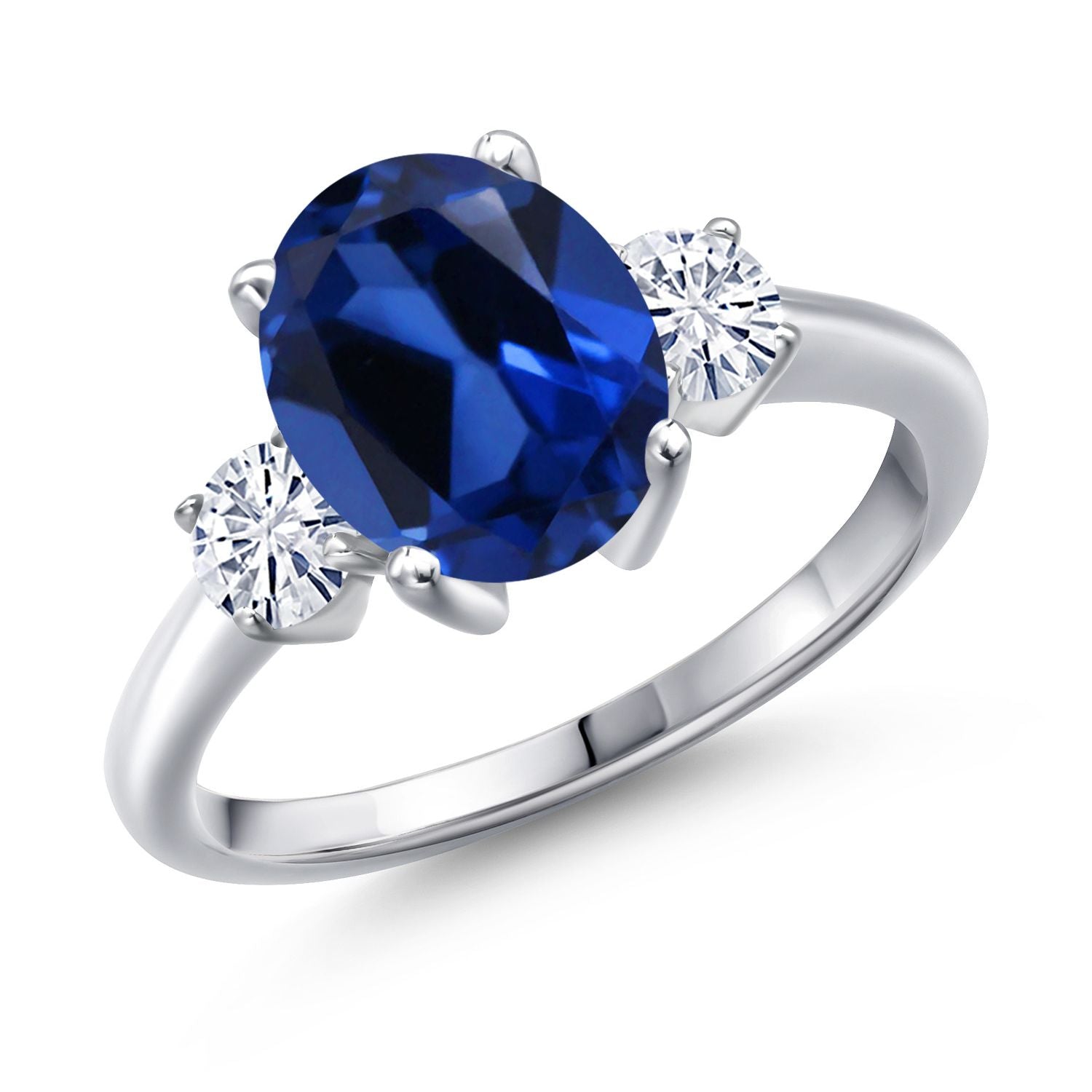 Blue Created Sapphire - September_8_Ring in 925 Sterling Silver