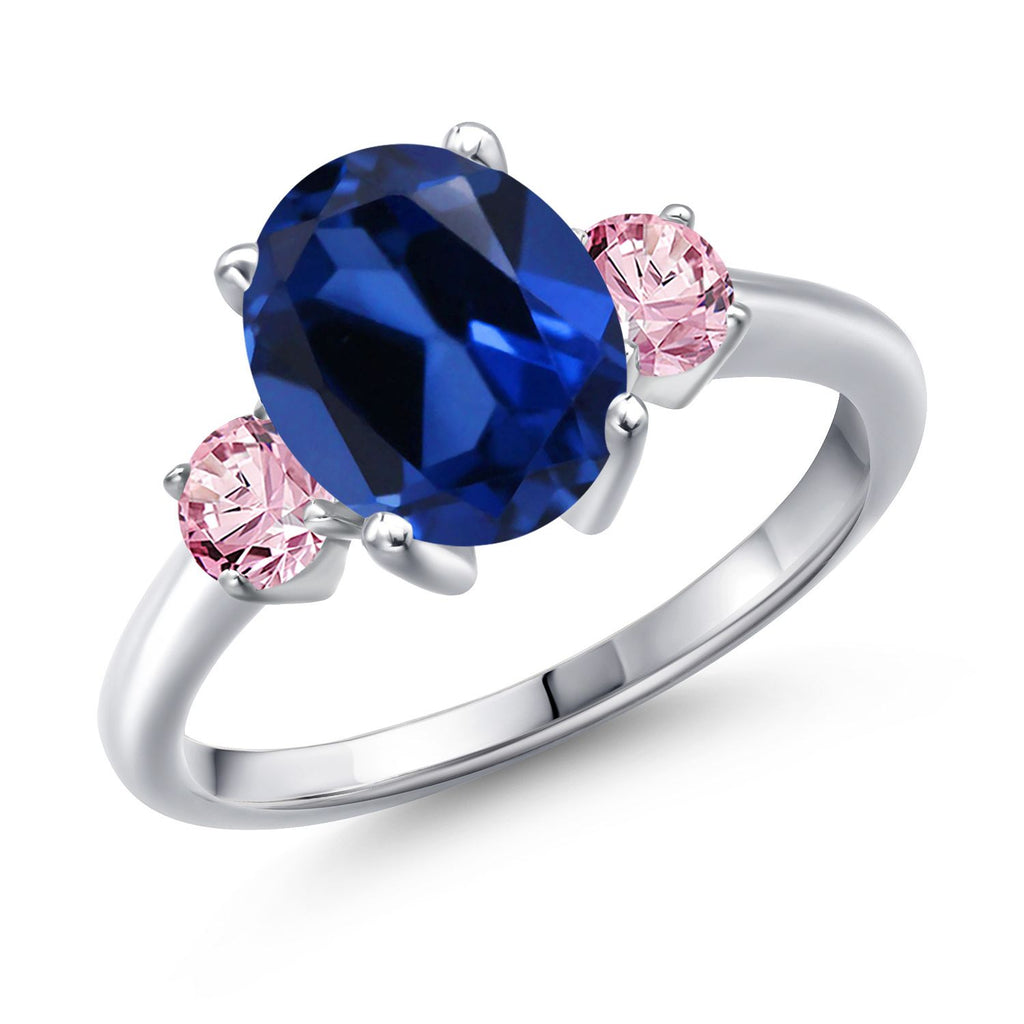 Blue Created Sapphire - September_8_Ring in 925 Sterling Silver