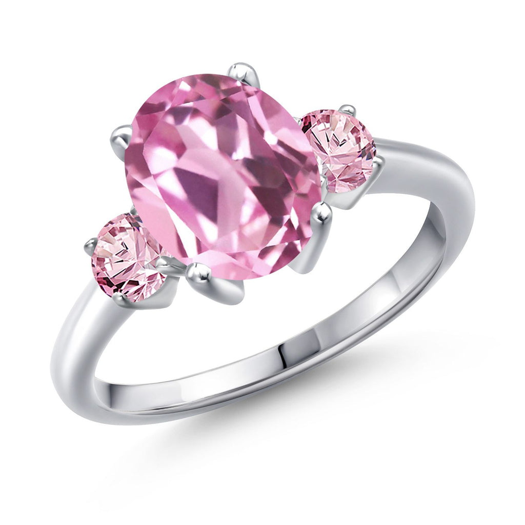 Light Pink Created Sapphire - September_7_Ring in 925 Sterling Silver