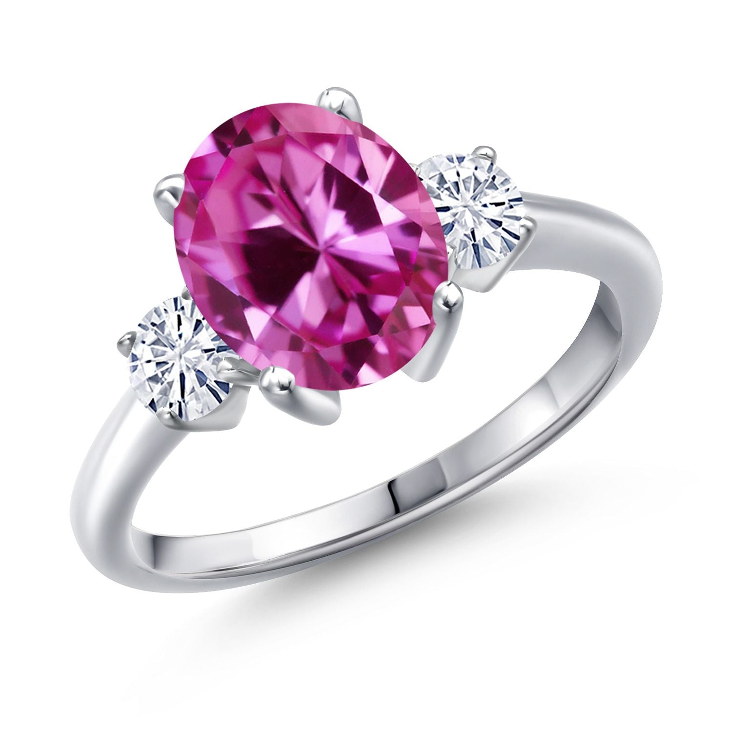 Pink Created Sapphire - September_5_Ring in 925 Sterling Silver