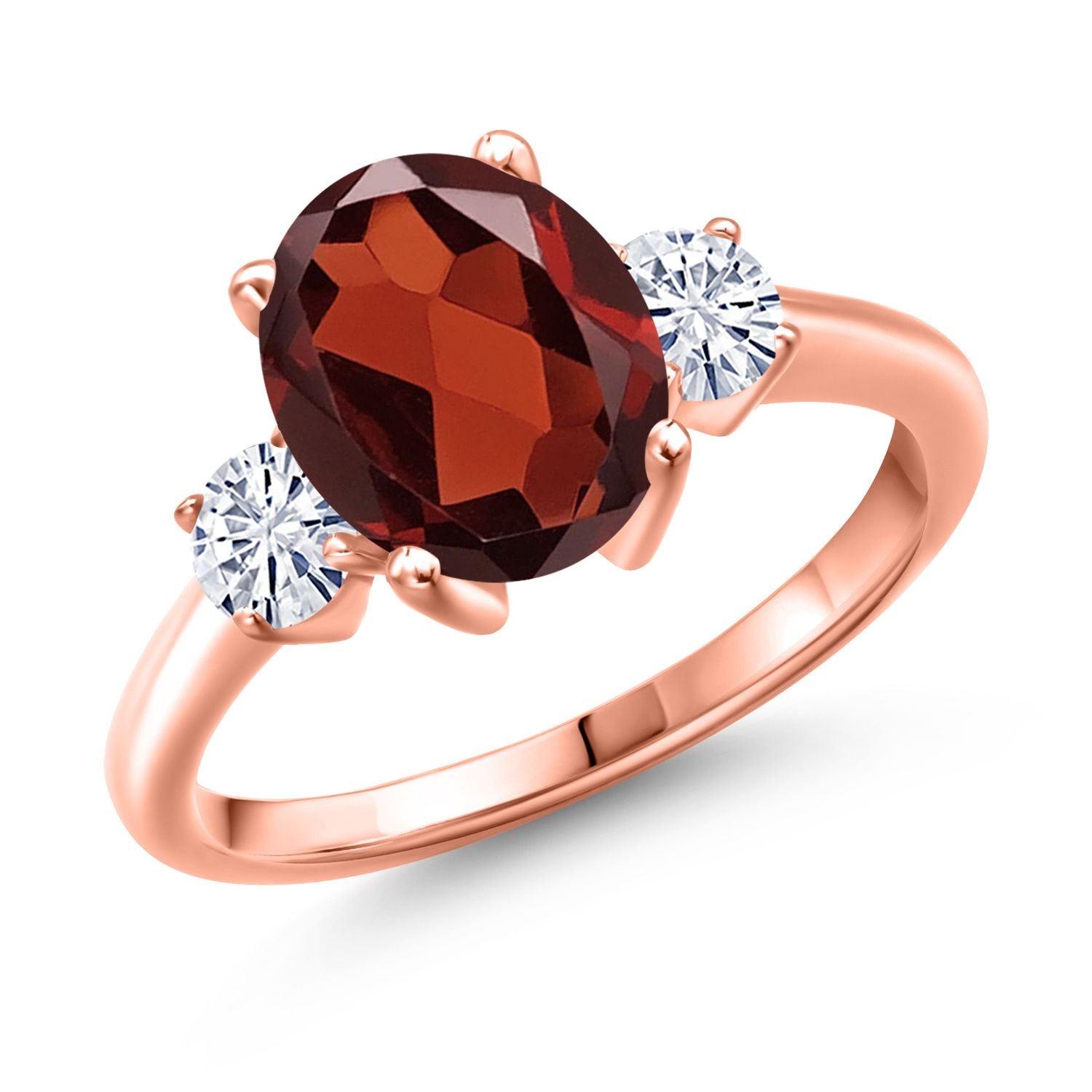 Garnet - January_6_Ring in 925 Rose Gold Plated Silver