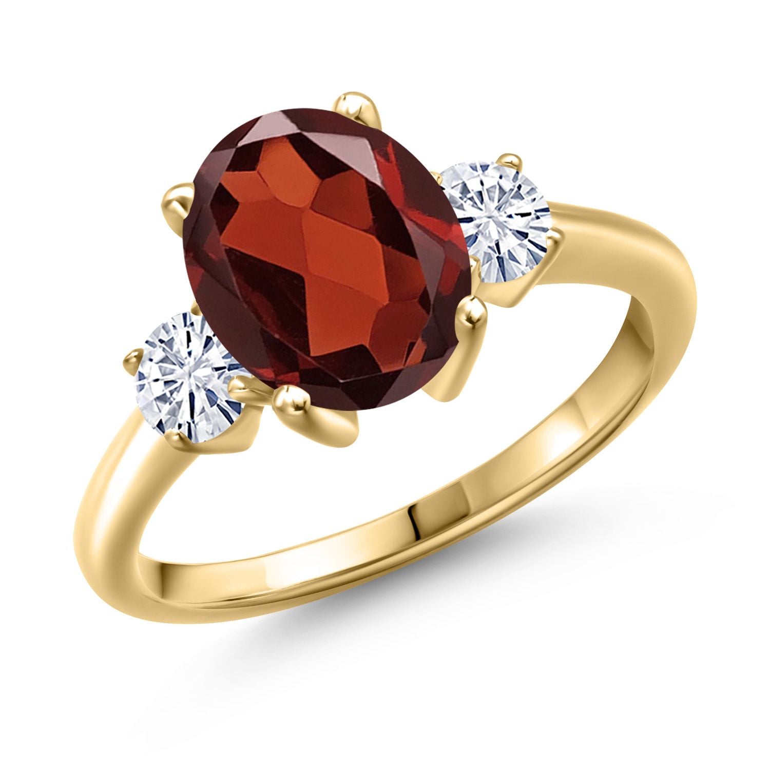 Garnet - January_6_Ring in 925 Yellow Gold Plated Silver