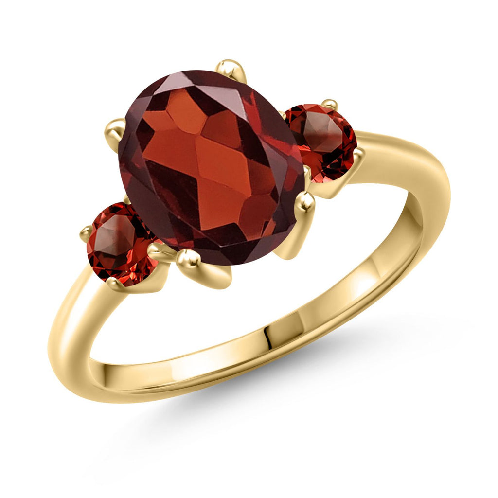 Garnet - January_5_Ring in 925 Yellow Gold Plated Silver