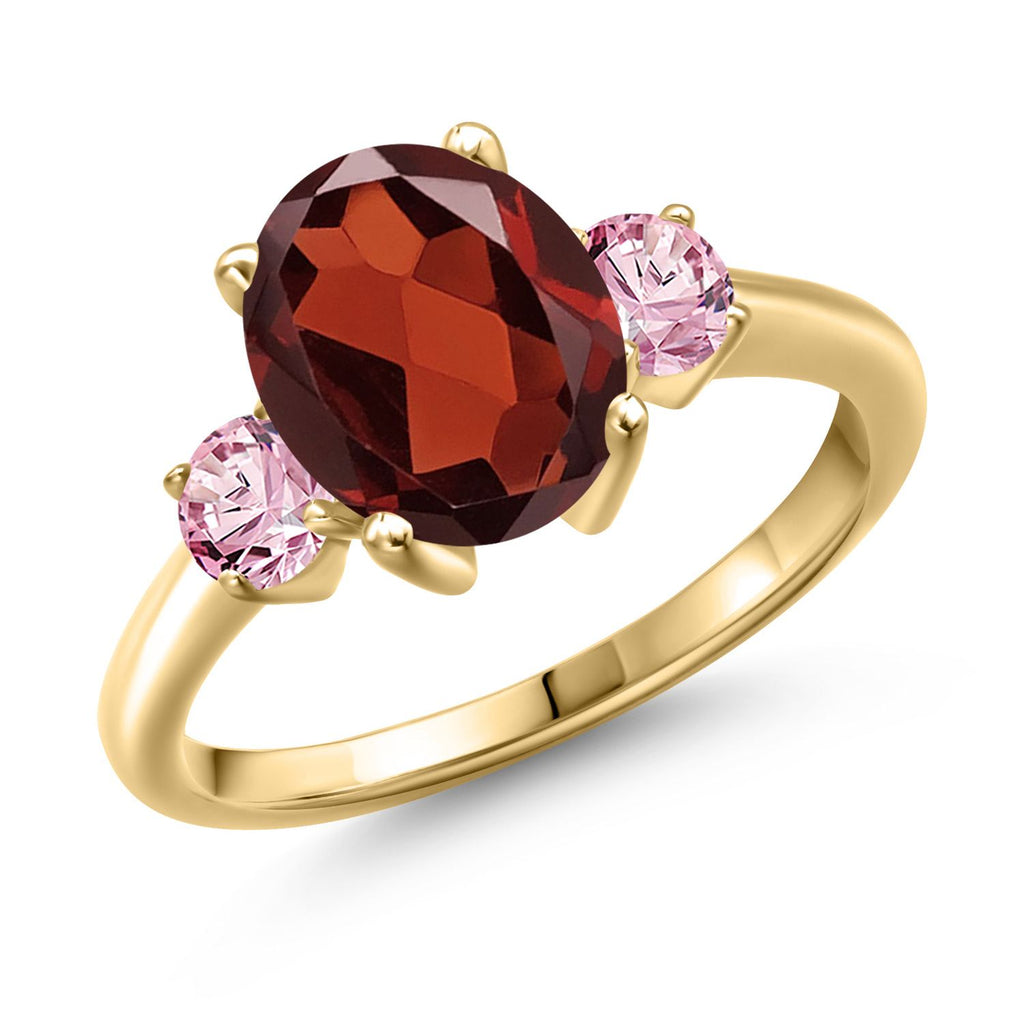 Garnet - January_5_Ring in 925 Yellow Gold Plated Silver