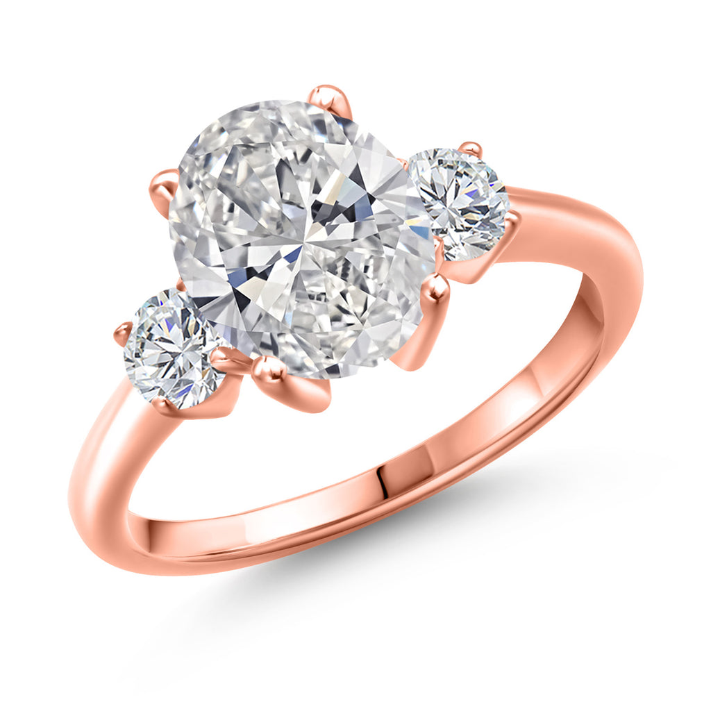 White Lab Grown Diamond - April_6_Ring in 925 Rose Gold Plated Silver