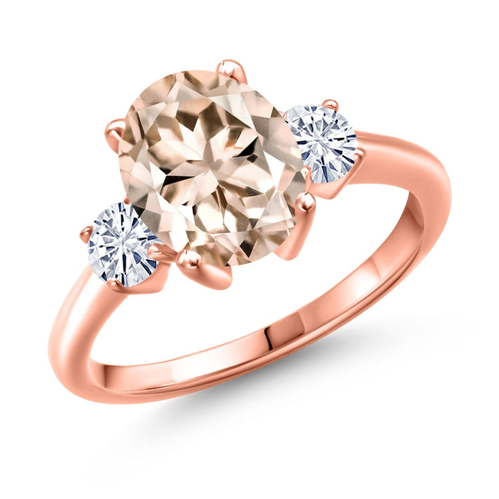 Morganite - October_5_Ring in 925 Rose Gold Plated Silver