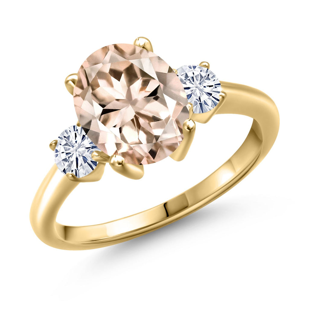 Morganite - October_8_Ring in 925 Yellow Gold Plated Silver