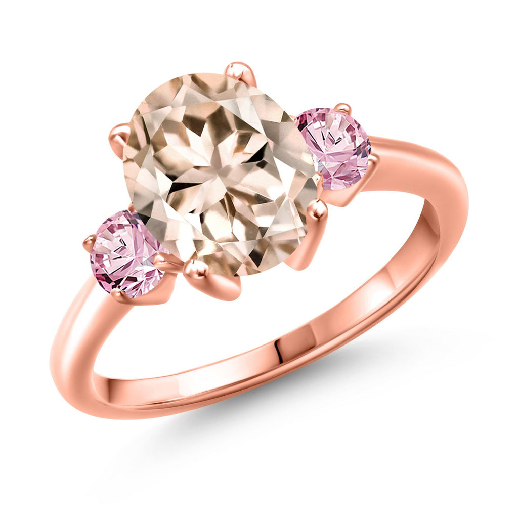Morganite - October_5_Ring in 925 Rose Gold Plated Silver