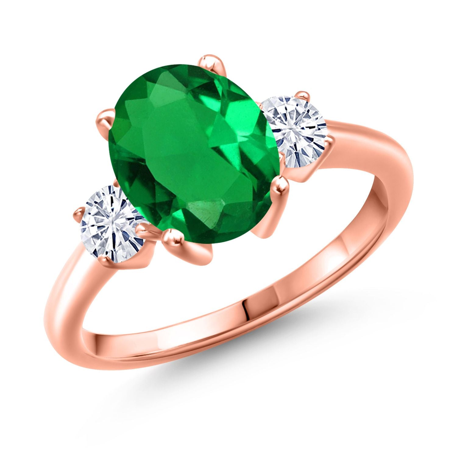 Nano Emerald - May_5_Ring in 925 Rose Gold Plated Silver